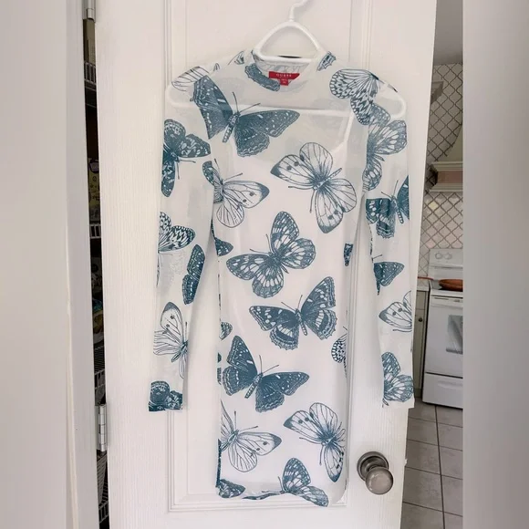 Guess Butterfly Dress ~ long sleeve ~ size XS - Picture 2 of 10